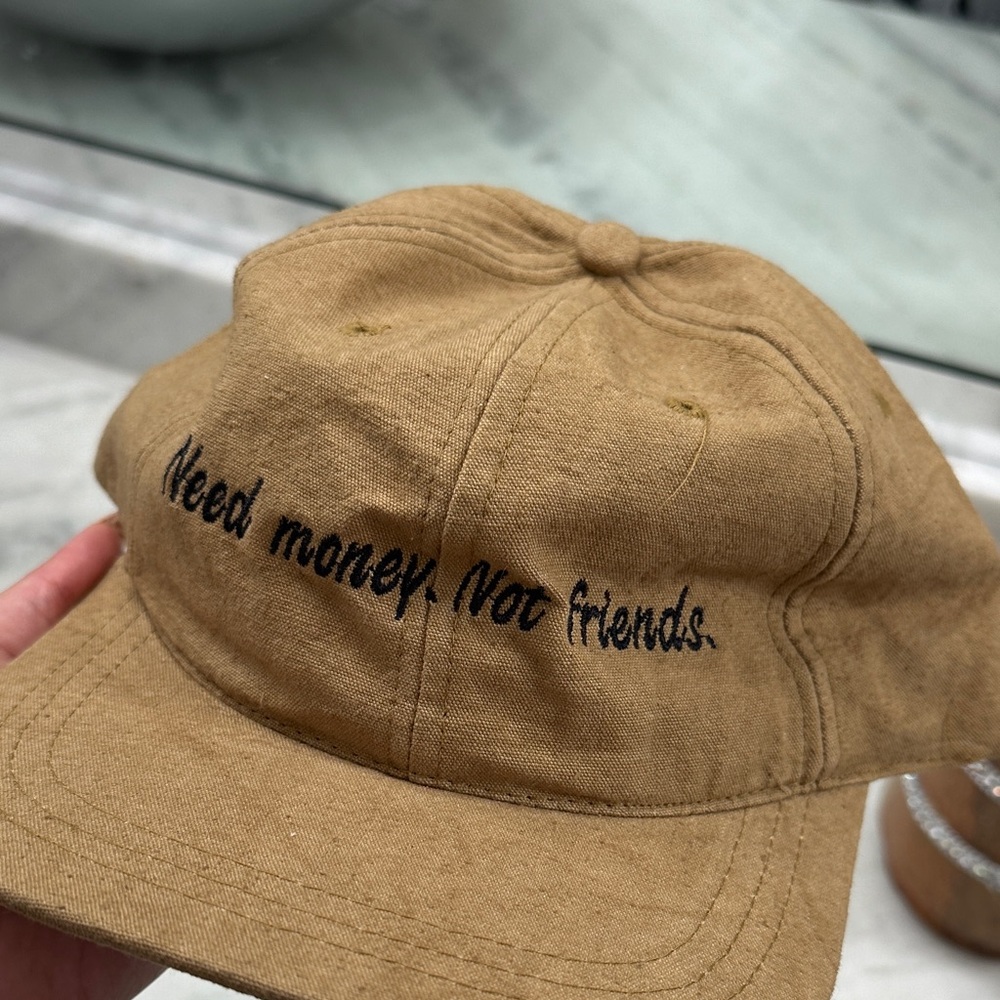 Tan Cap with Black Embroidery
